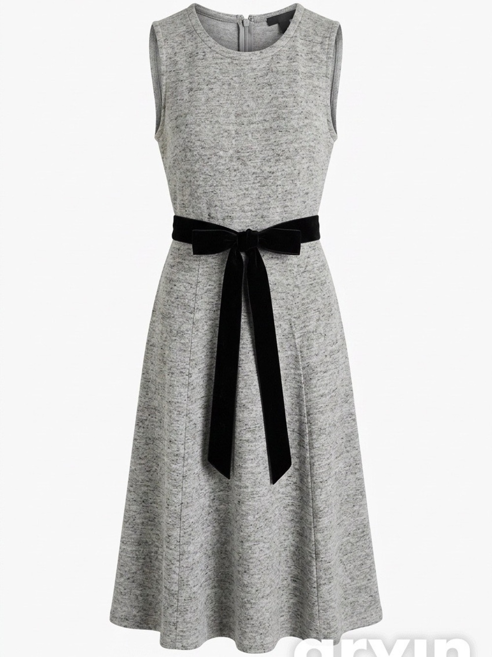 J. Crew Sleeveless Midi A-Line Dress w/ Black Tie Waist - Size 4P